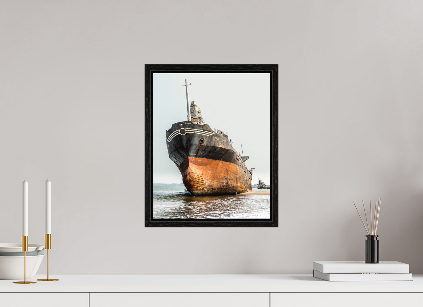 12 x 15″, Floater Frame Grounded Ship Angola
