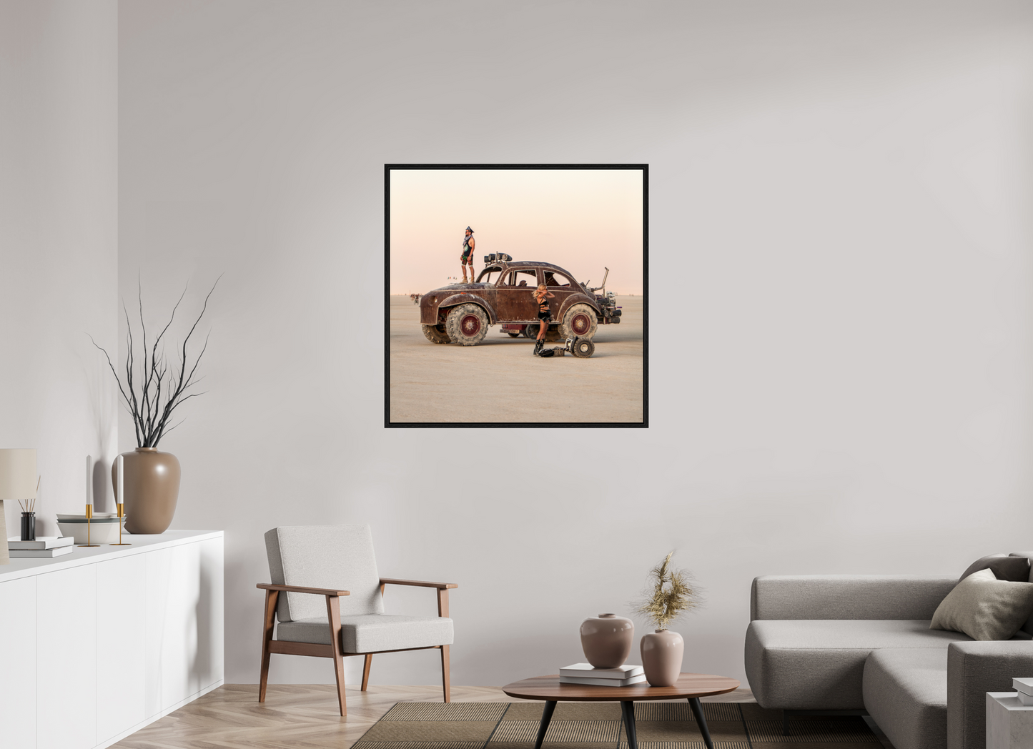 40 x 40″, Floater Frame Burning Man - Art Car Large VW