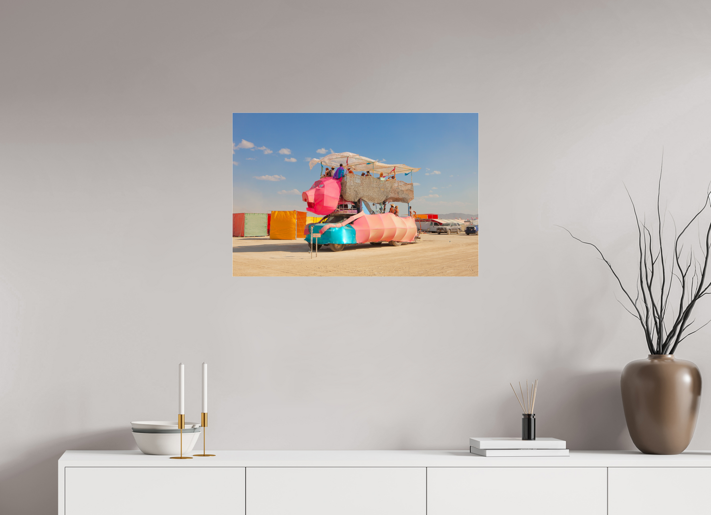 30 x 20″, Photo Print Under Acrylic Glass Burning Man - Art Car Ponco
