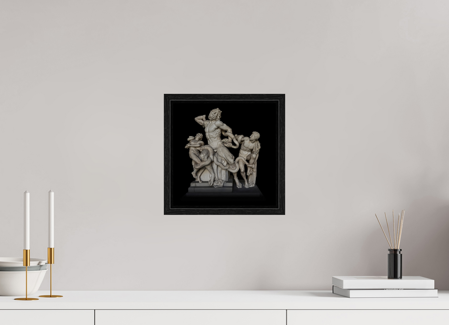10 x 10″, Floater Frame Laocoön and his Sons Roman Sculpture