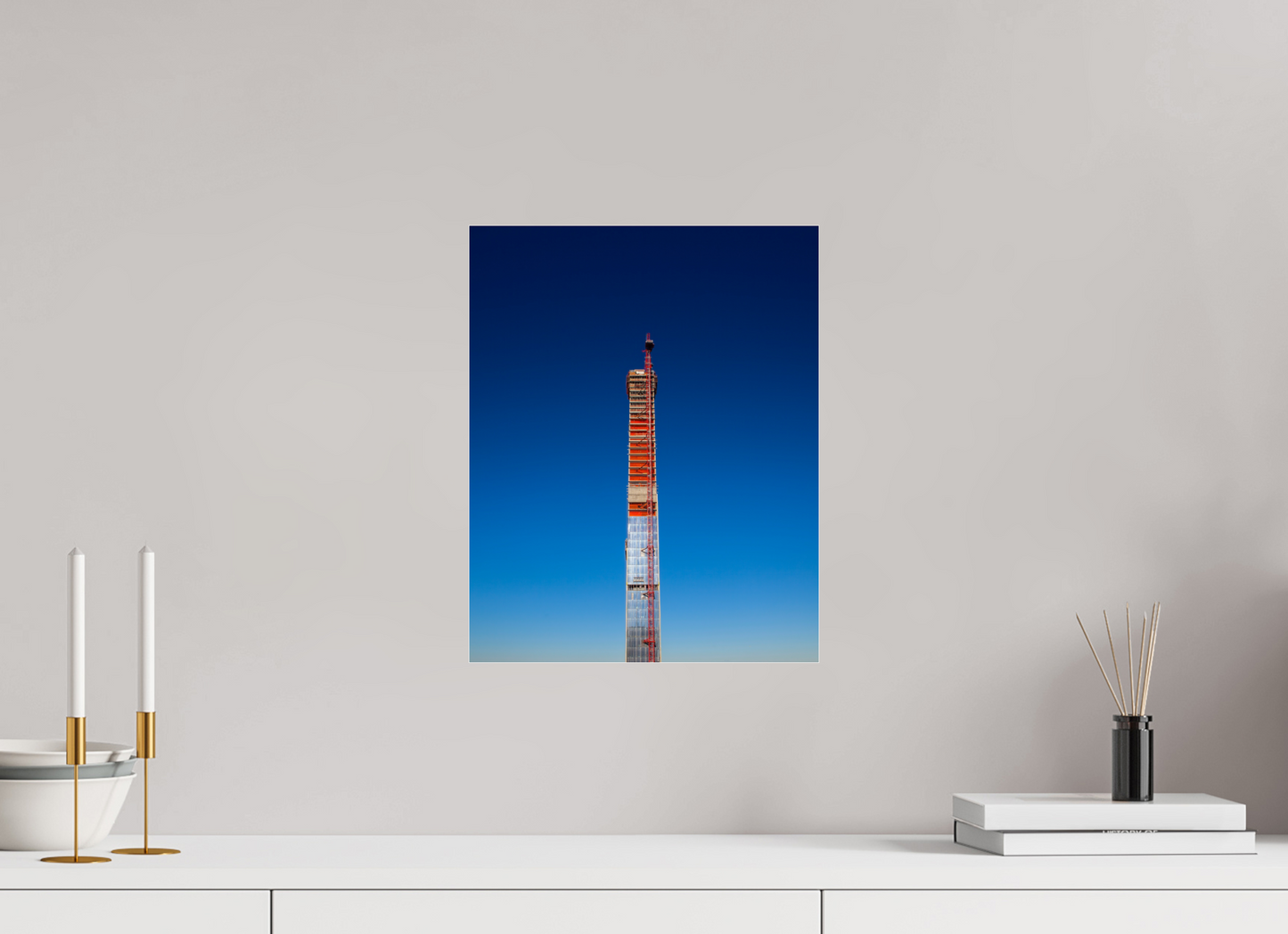 12 x 15″, Frameless Acrylic Glass Steinway Tower Under Construction