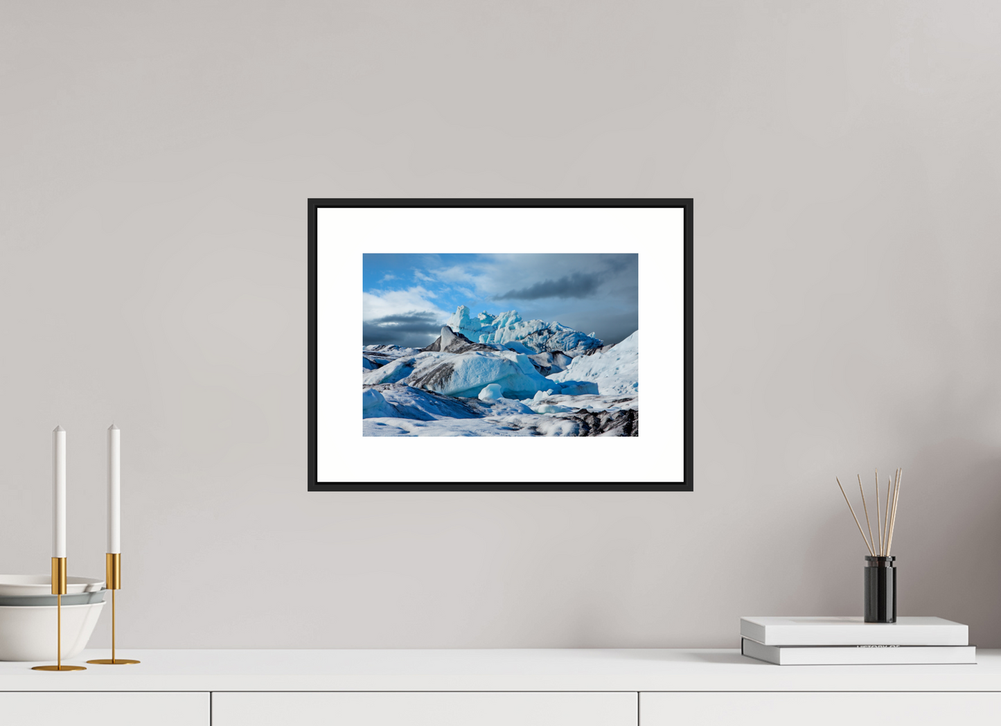 12 x 8″, Black Matte Frame Iceland Icebergs