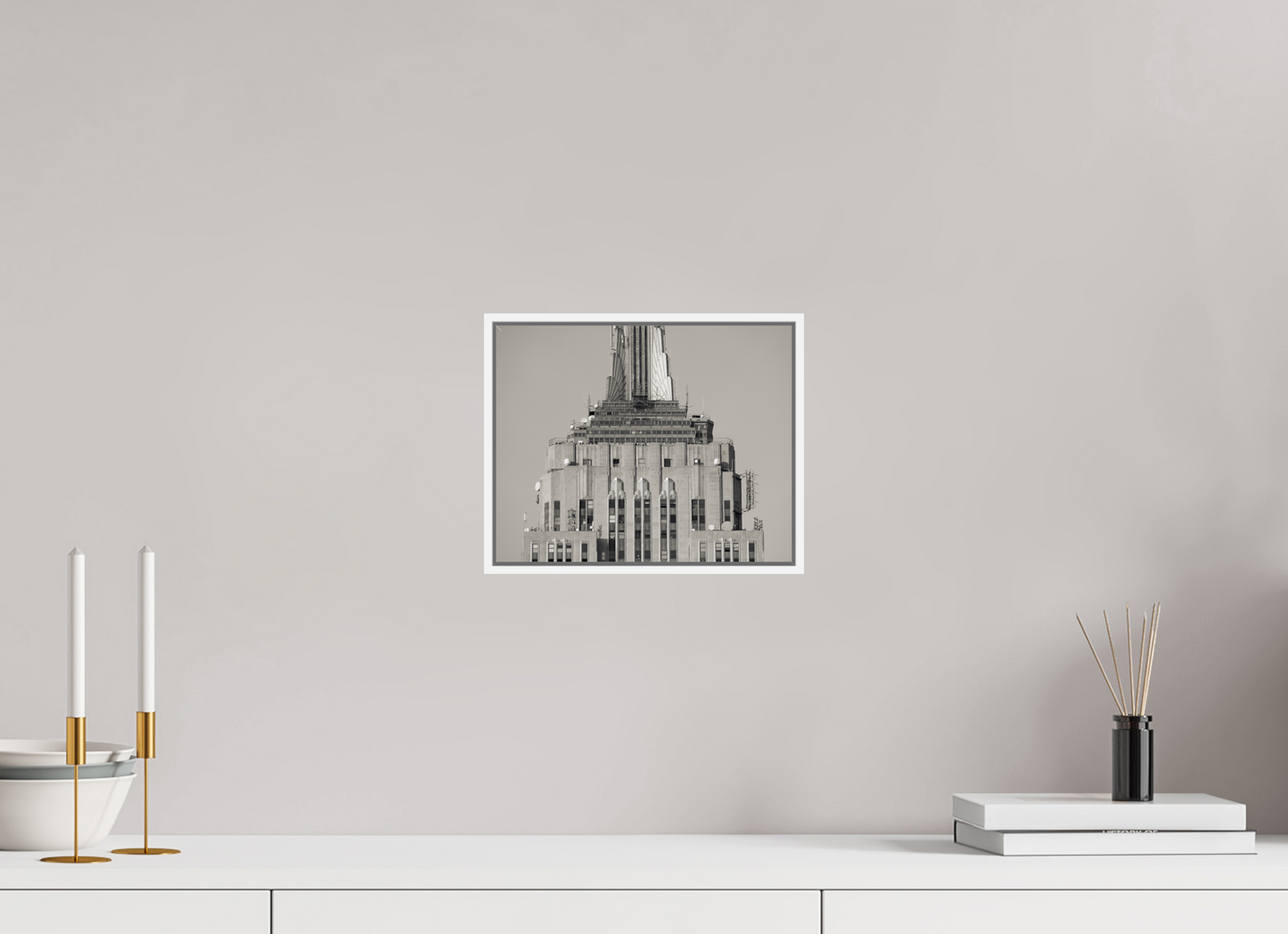 10 x 8″, White Matte Frame, No Border Top of the Empire State Building