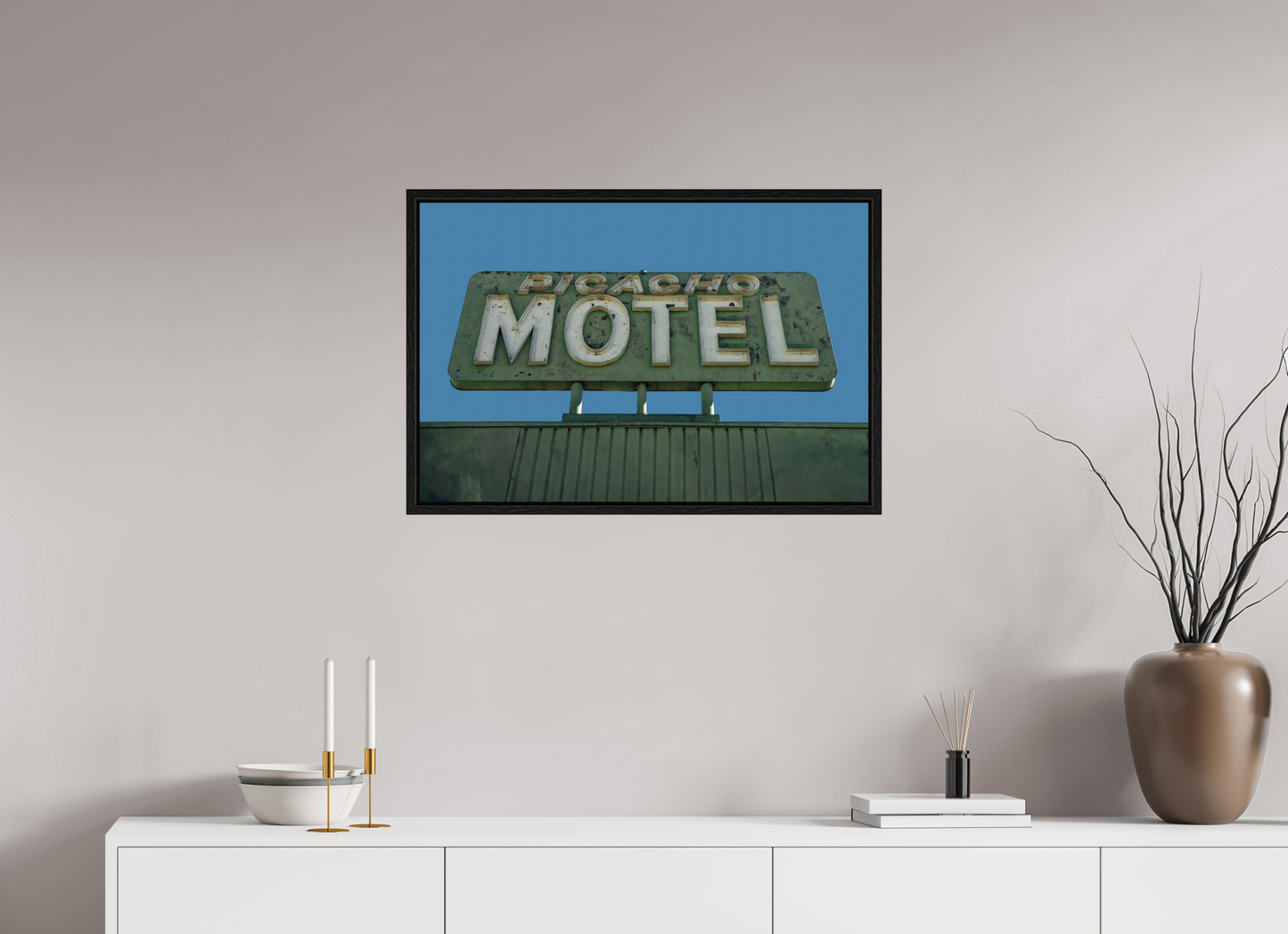 30 x 20″, Floater Frame Picacho Motel Sign