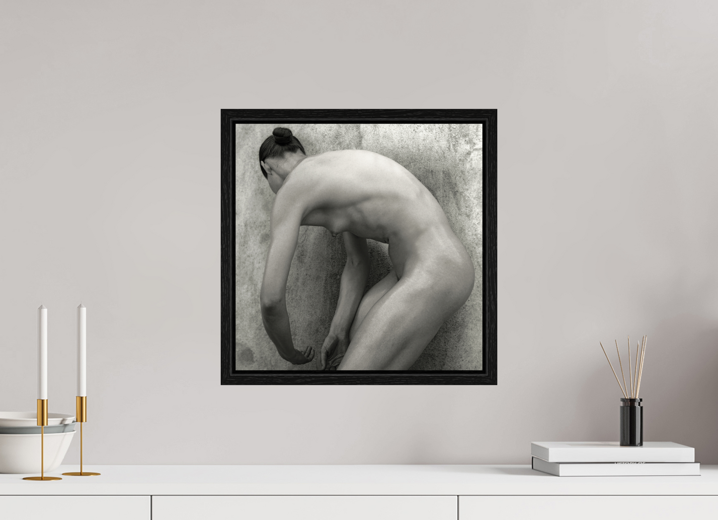 15 x 15″, Floater Frame Nude No.60 - square