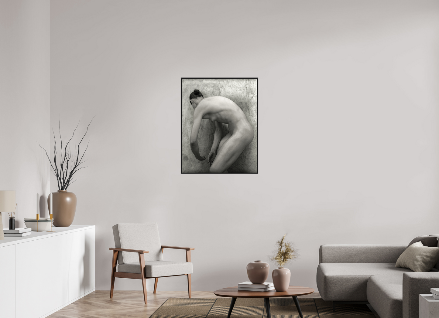 28 x 35″, Black Matte Frame, No Border Nude 60