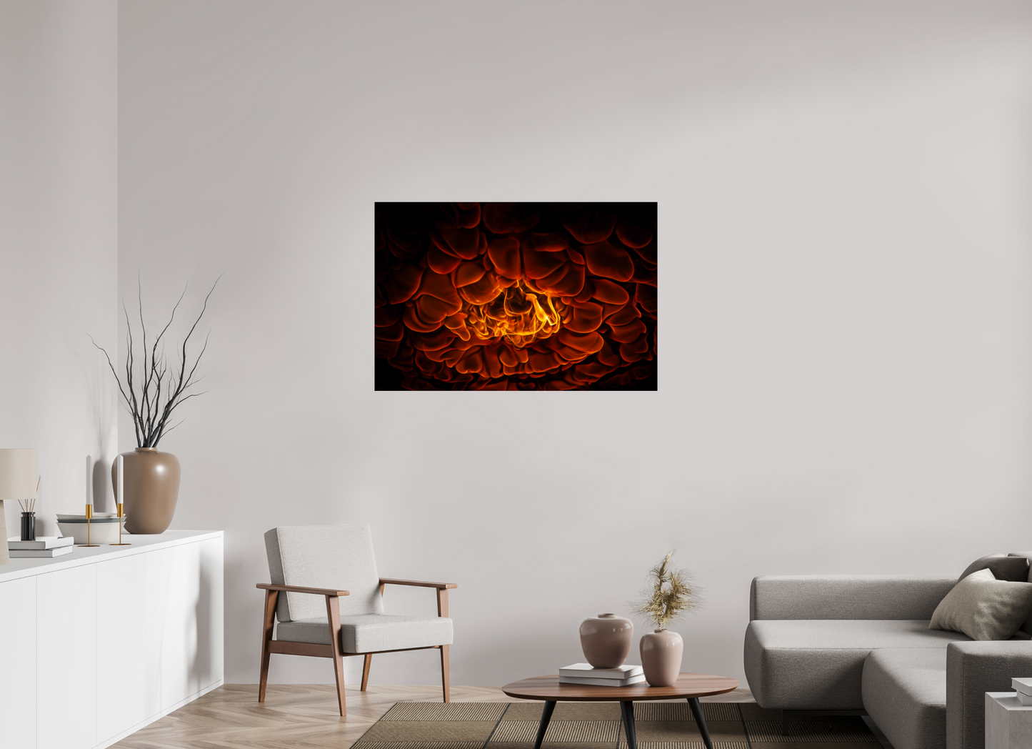 45 x 30″, Frameless Acrylic Glass Burning Man - Flames