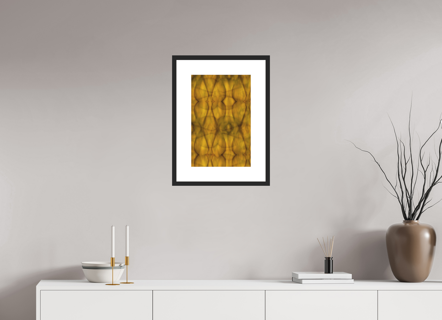 12 x 18.4″, Solid 0.8" Black Wood Frame With 3" Natural White Passe-Partout with Museum Glass Abstract No. 73