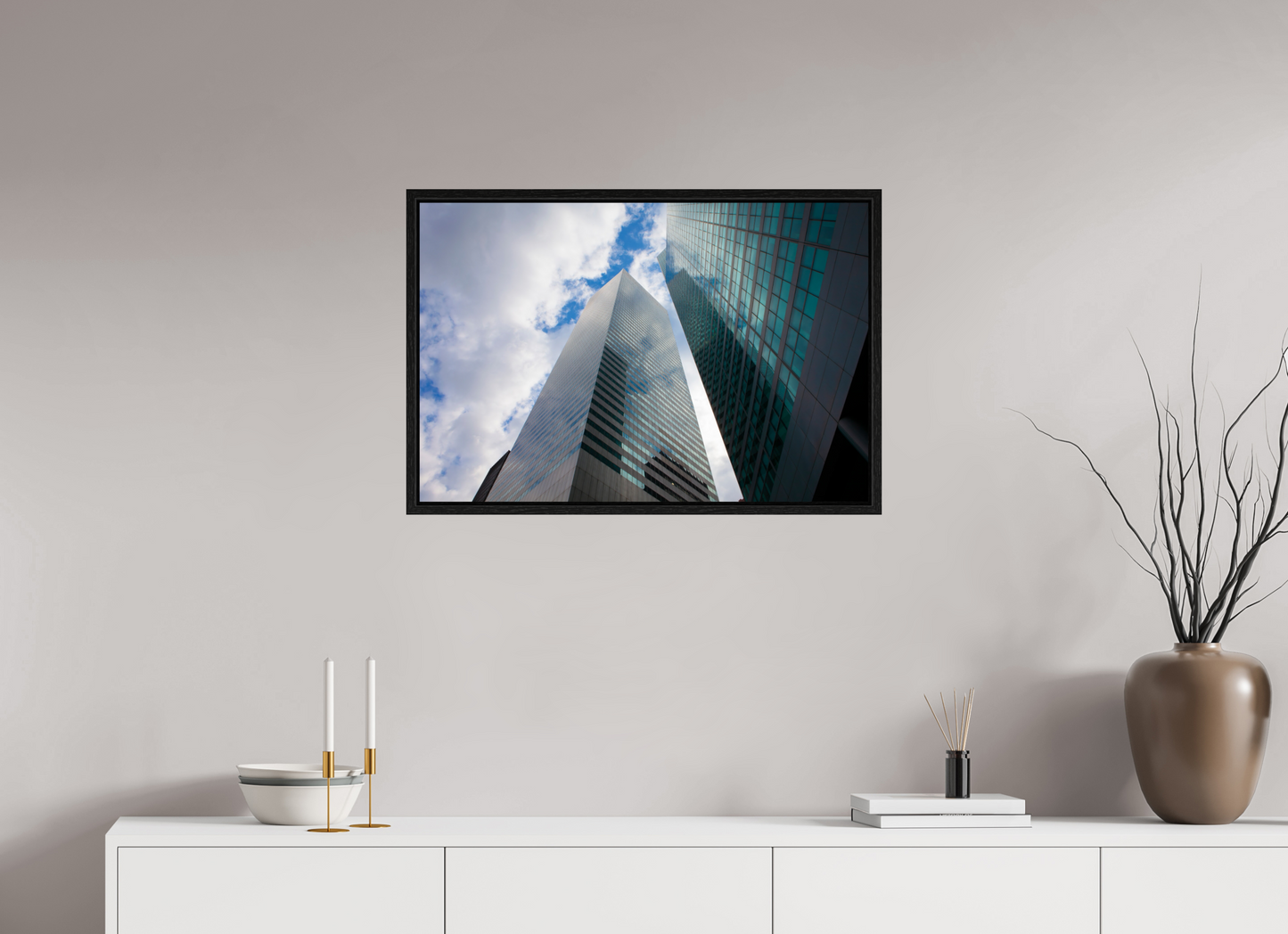 30 x 20″, Floater Frame Manhattan Skyscrappers