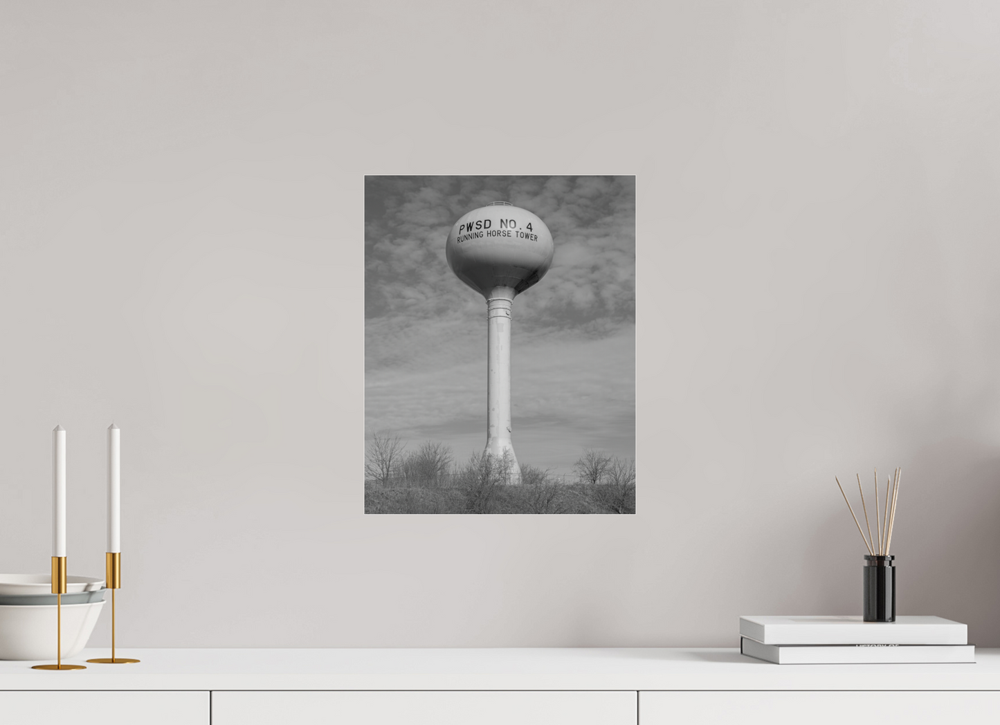 12 x 15″, Frameless Acrylic Glass Running Horse Water Tower