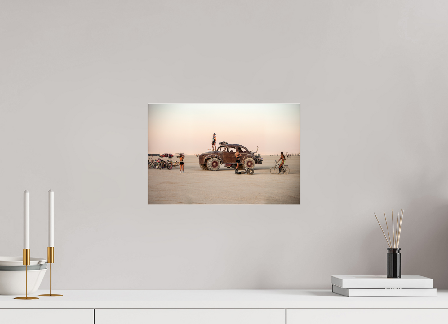 15 x 10″, Frameless Acrylic Glass Burning Man - Art Car Large VW FF