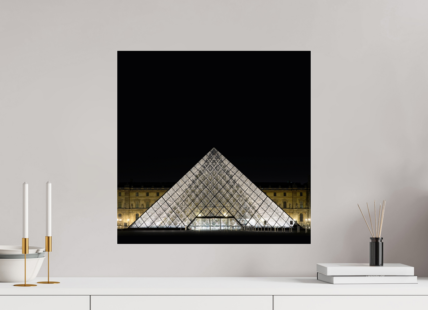 20 x 20″, Frameless Acrylic Glass The Louvre Pyramid
