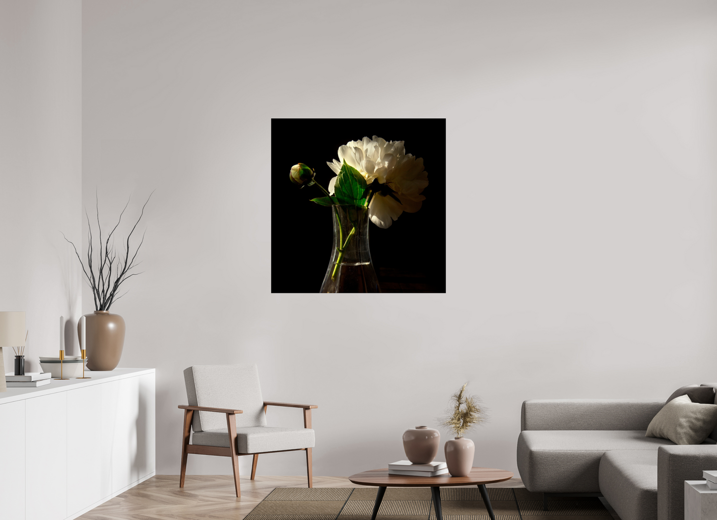 40 x 40″, Frameless Acrylic Glass Flowers in Vase