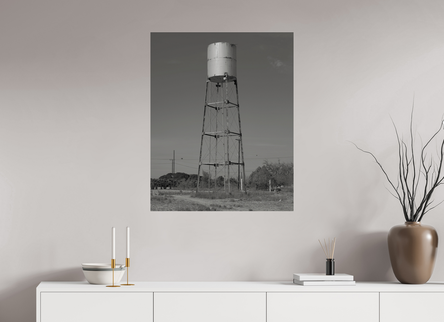 28 x 35″, Frameless Acrylic Glass Cylinder Water Tower