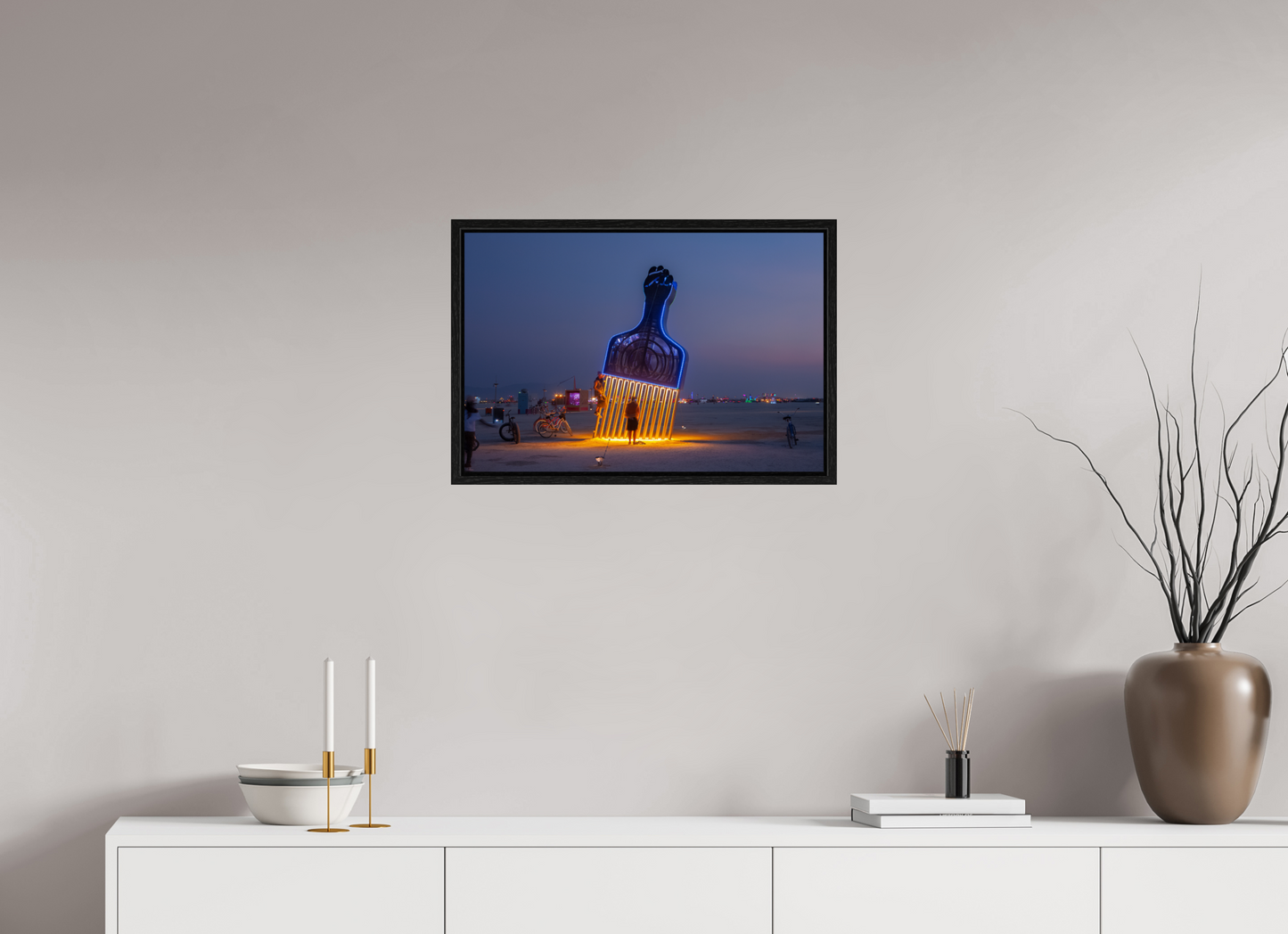 24 x 16″, Floater Frame Burning Man - Fro Pick