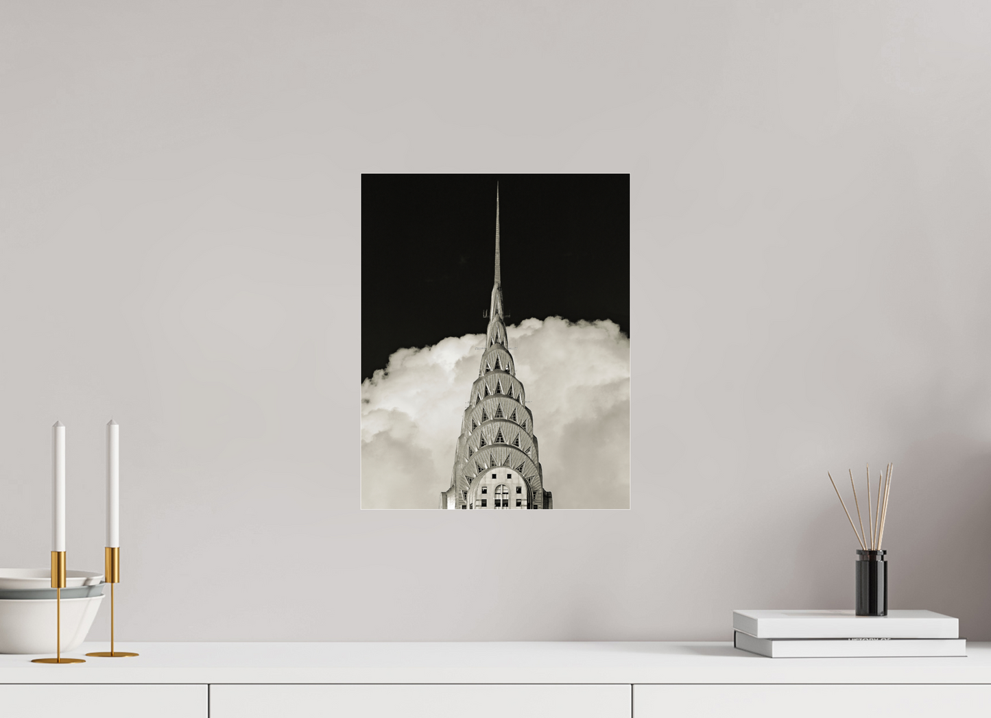 12 x 15″, Frameless Acrylic Glass Chrysler Building Against Clouds