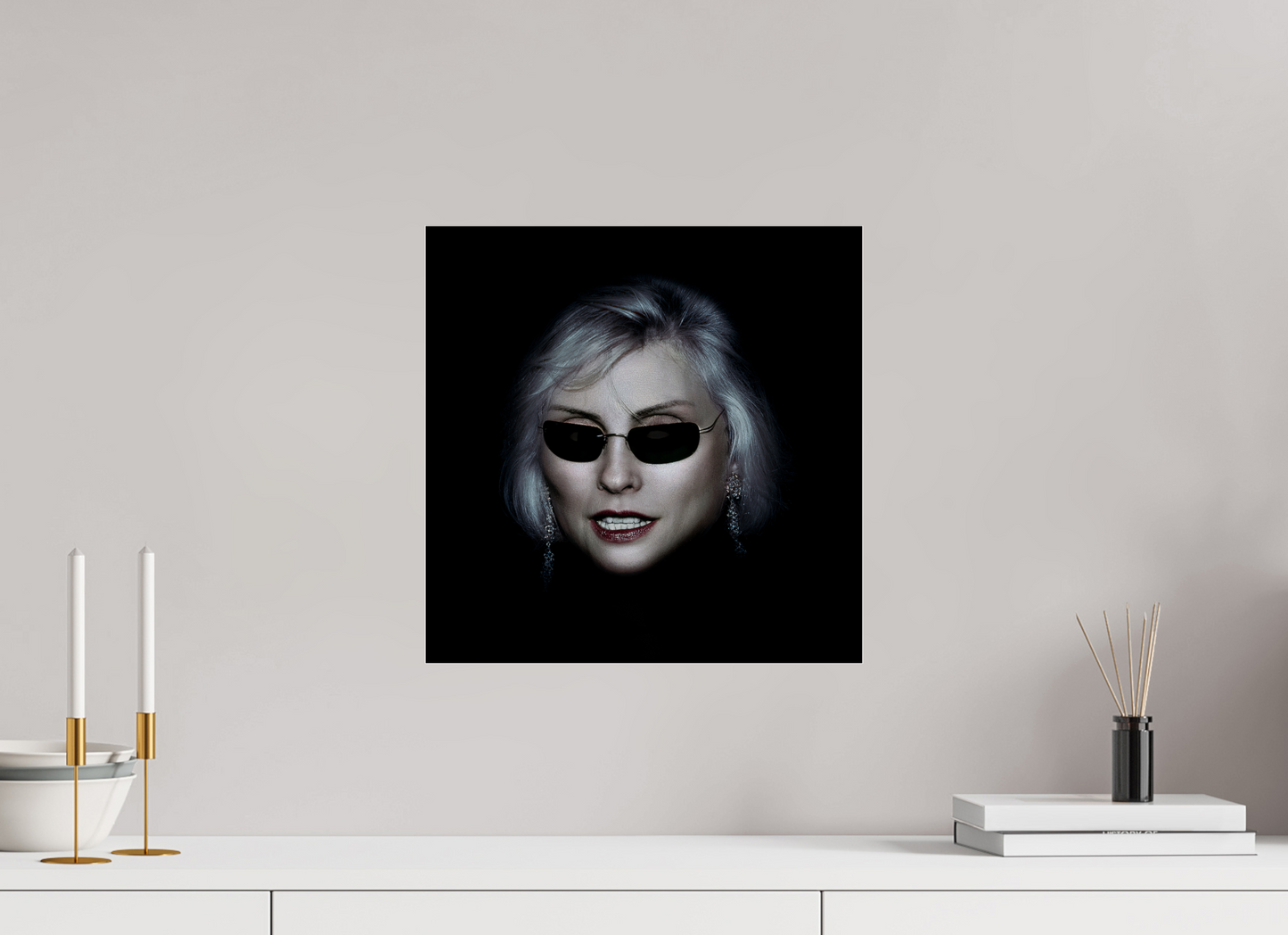 15 x 15″, Frameless Acrylic Glass Debbie Harry Wearing Glasses