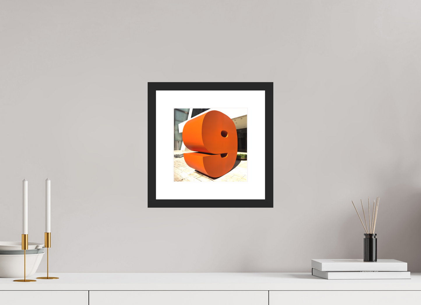 8 x 8″, Solid 0.8" Black Wood Frame With 2" Natural White Passe-Partout with Museum Glass Number 9