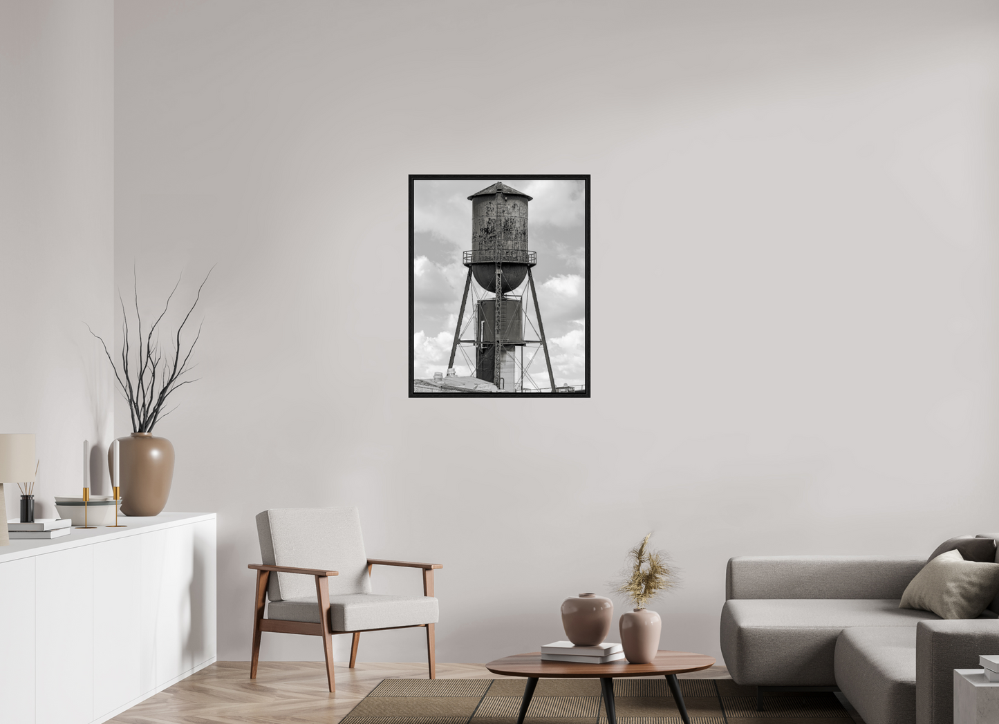 28 x 34.8″, Floater Frame Green Water Tower
