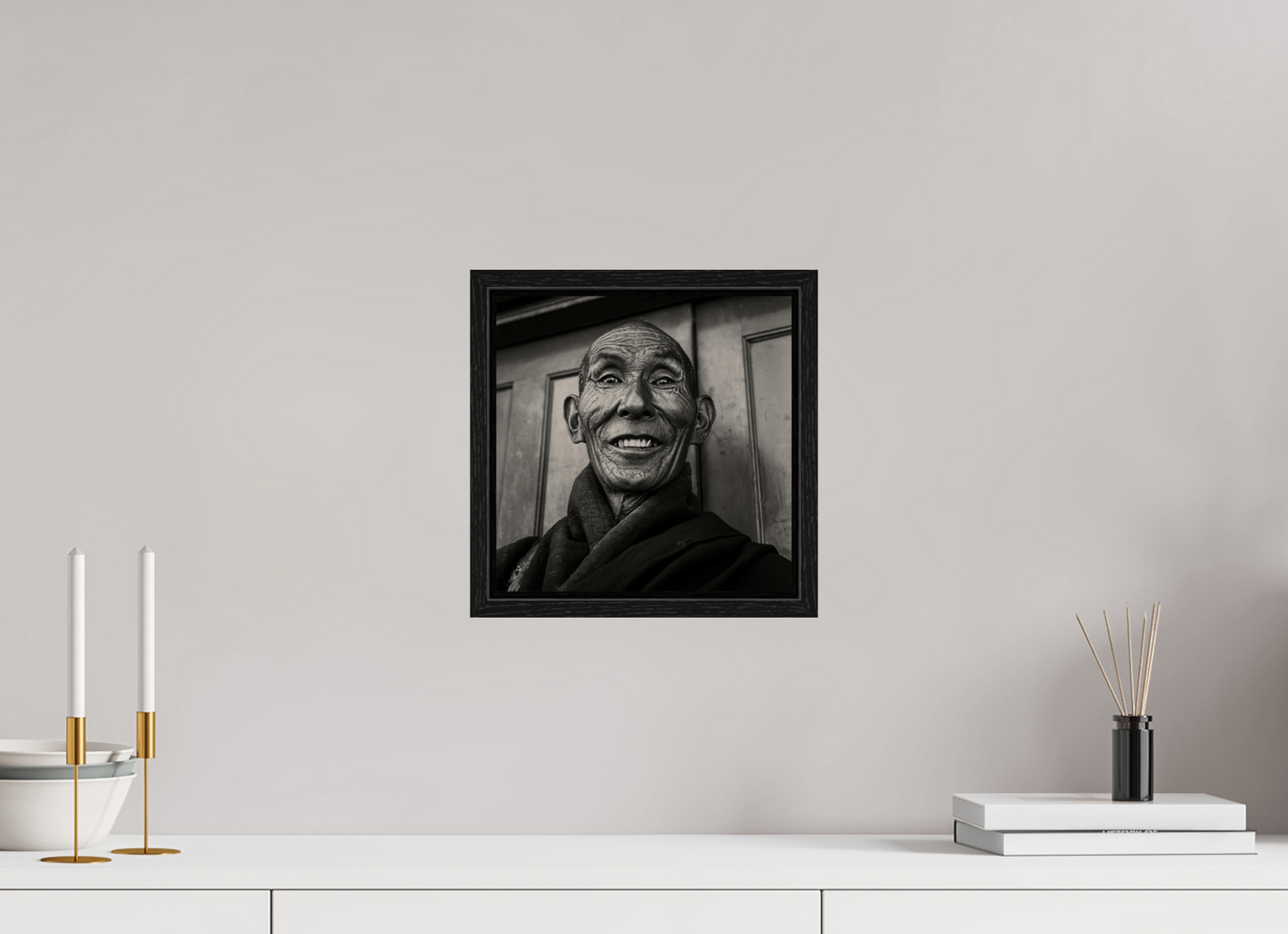 10 x 10″, Floater Frame Reincarnated Tibetan Monk