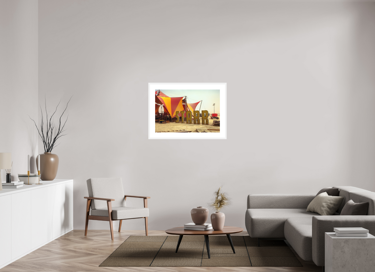 36 x 24″, Solid 0.8" White Wood Frame With 3" Natural White Passe-Partout with Museum Glass Starr