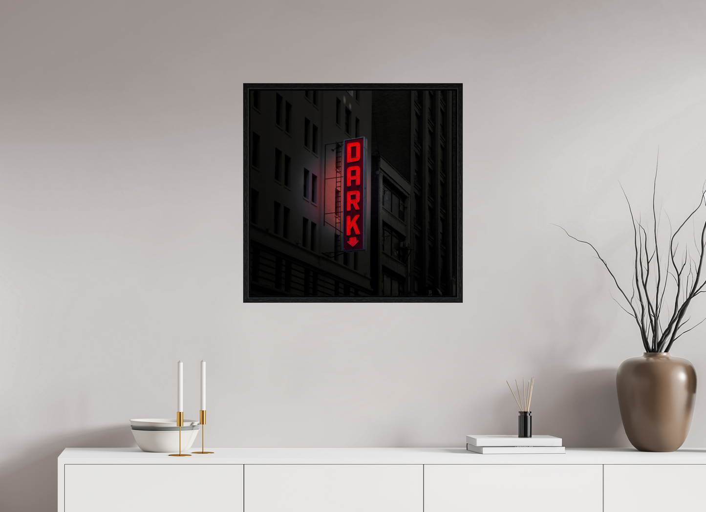 25 x 25″, Floater Frame Dark Neon