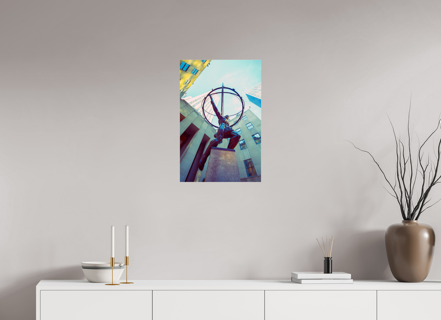 16 x 24″, Frameless Acrylic Glass Atlas Statue, NY