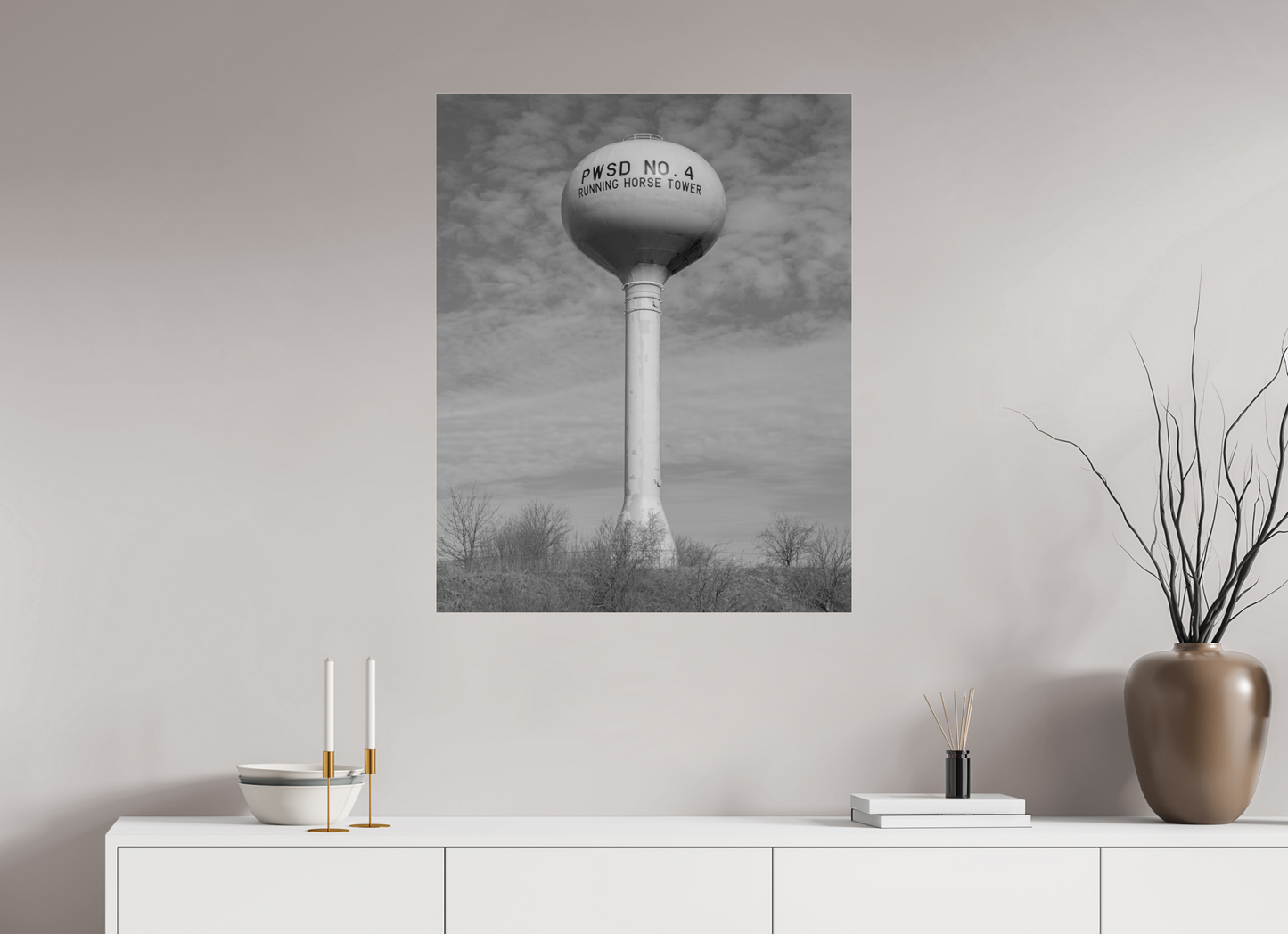 28 x 35″, Frameless Acrylic Glass Running Horse Water Tower