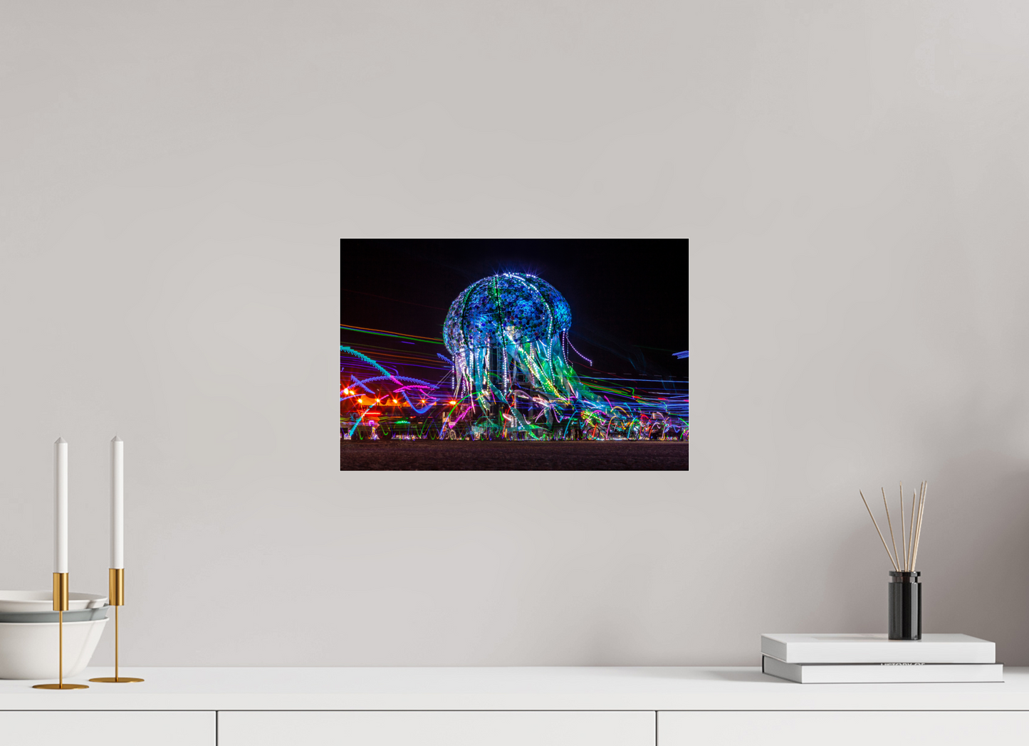 15 x 10″, Frameless Acrylic Glass Burning Man - Glass Jellyfish