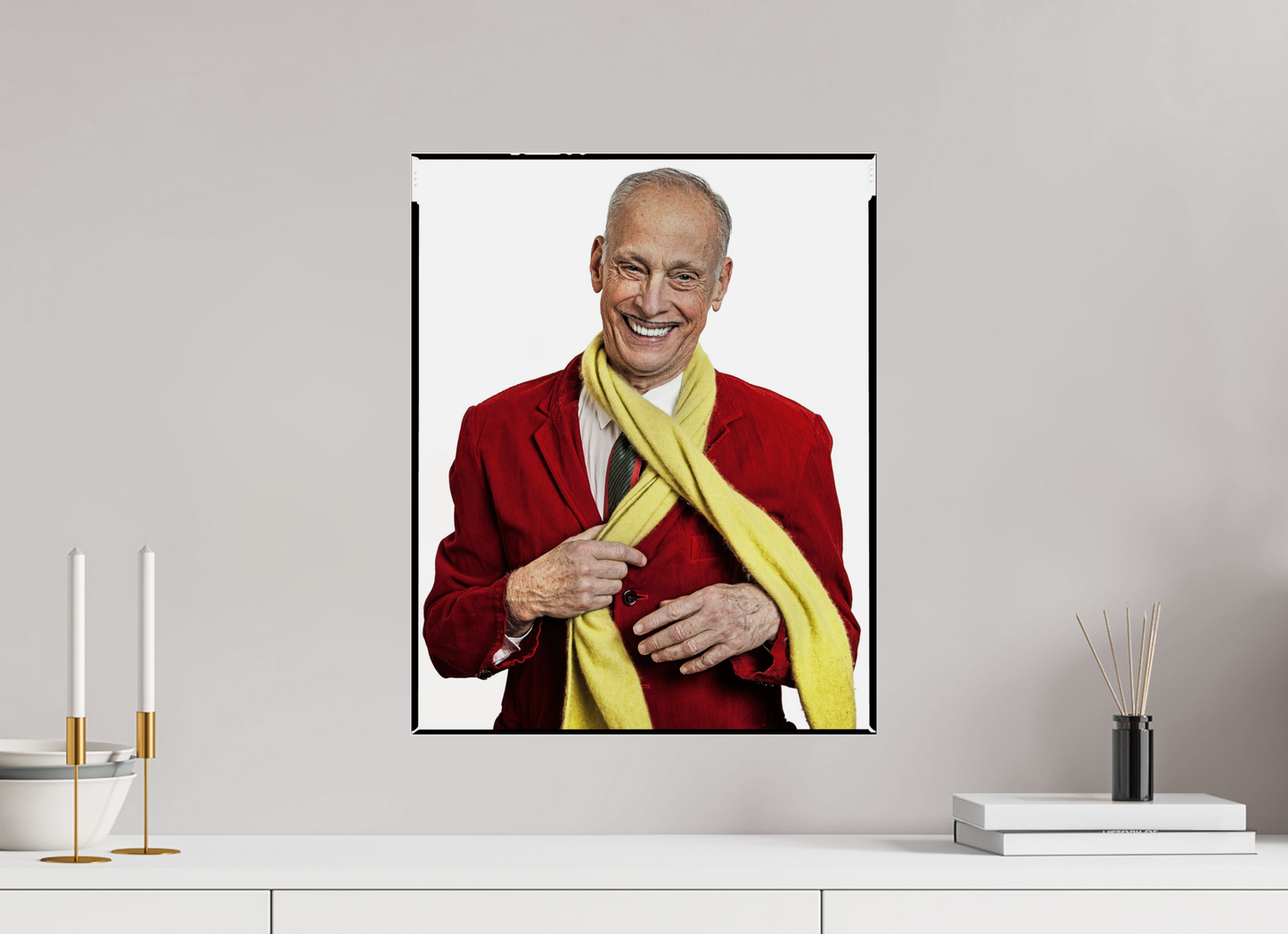 16 x 20″, Frameless Acrylic Glass Director John Waters in Red Jacket