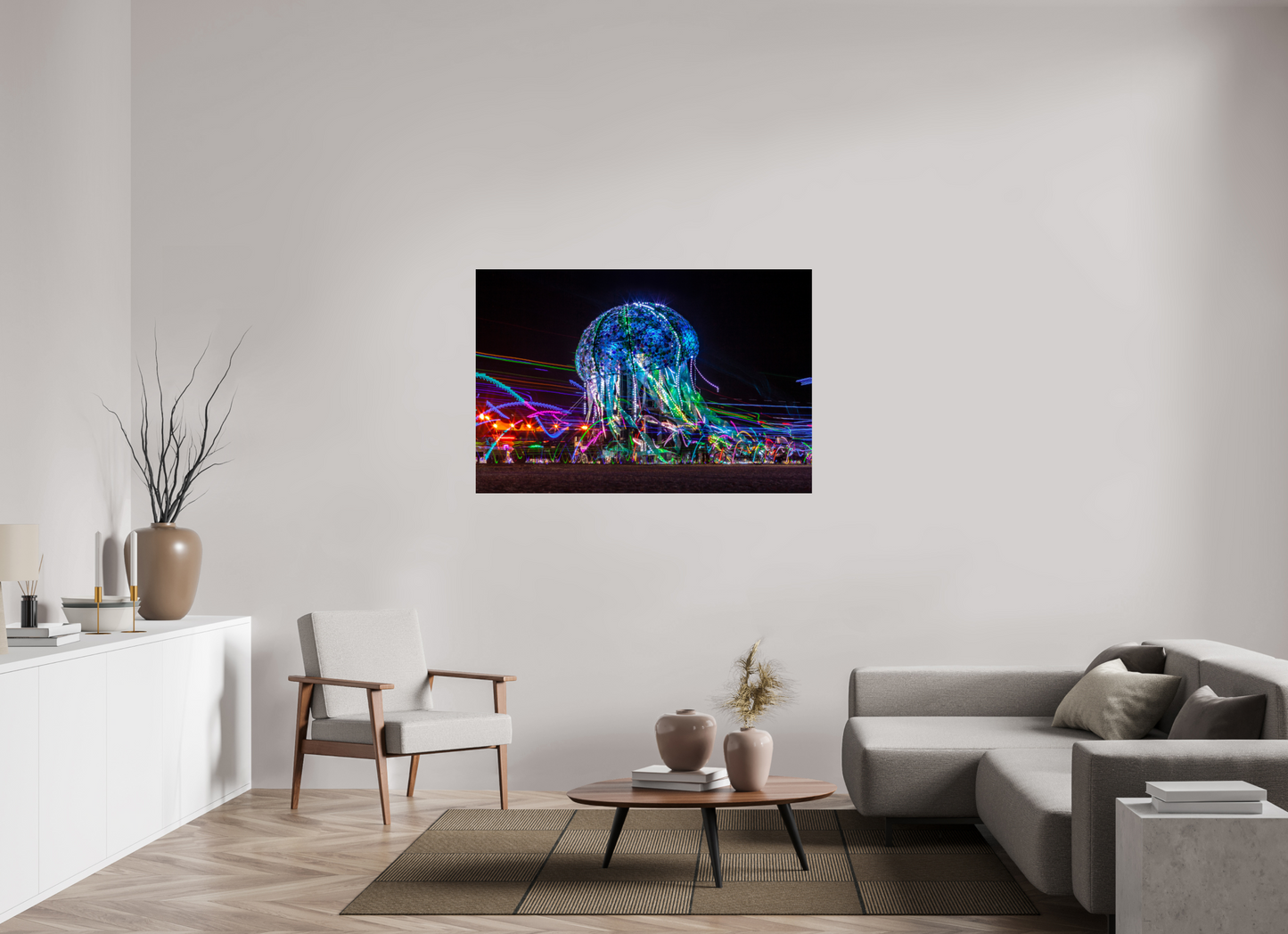 54 x 36″, Frameless Acrylic Glass Burning Man - Glass Jellyfish