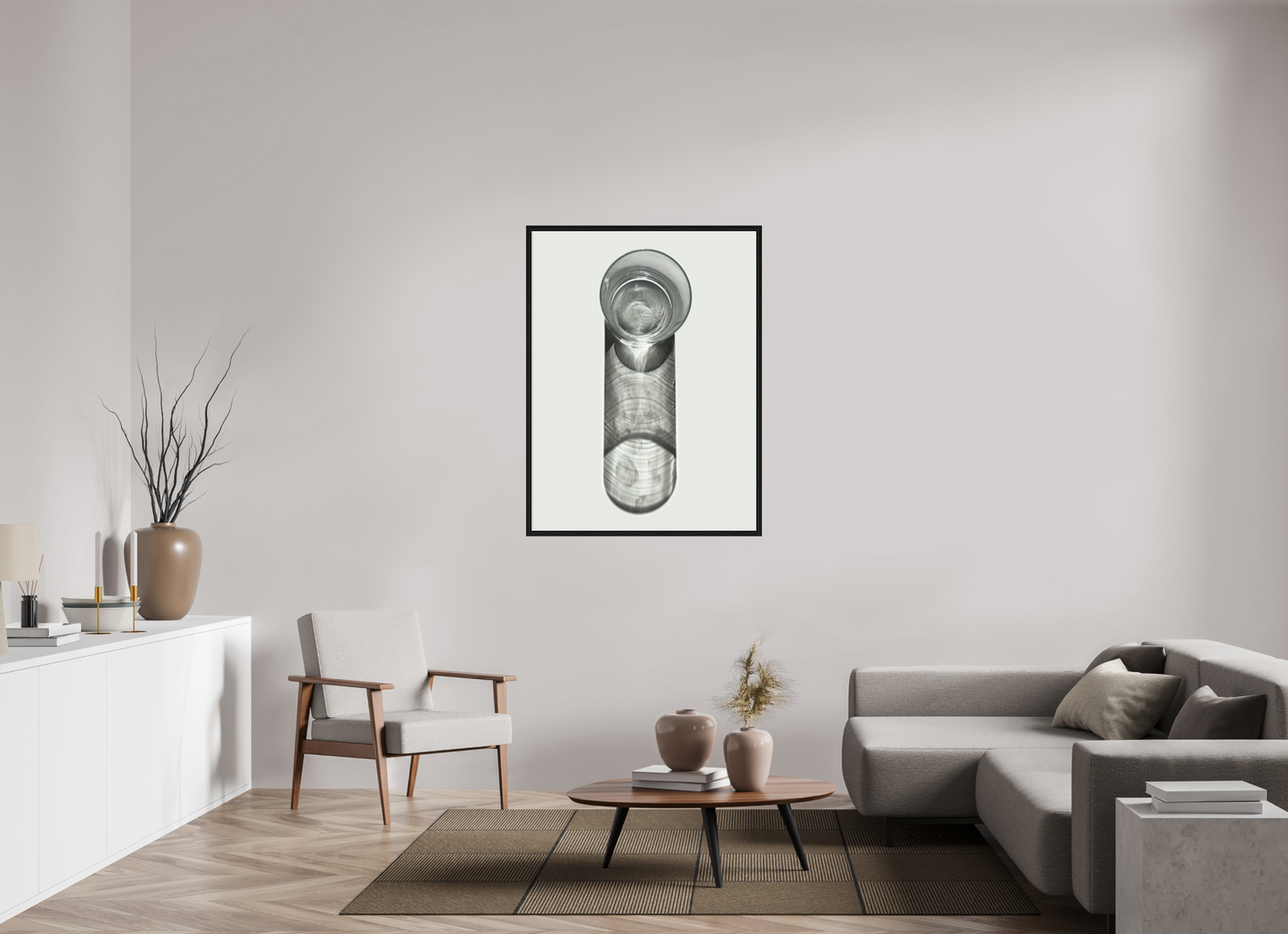 36 x 48″, Floater Frame Water Glass with Shadow