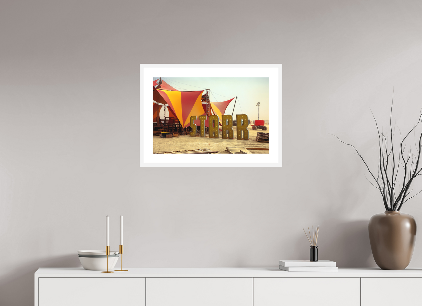 24 x 16″, Solid 0.8" White Wood Frame With 2" Natural White Passe-Partout with Museum Glass Starr