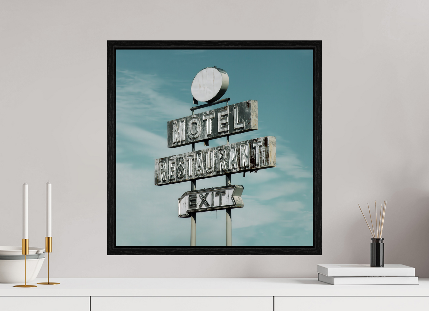 20 x 20″, Floater Frame Motel Restaurant Exit Sign