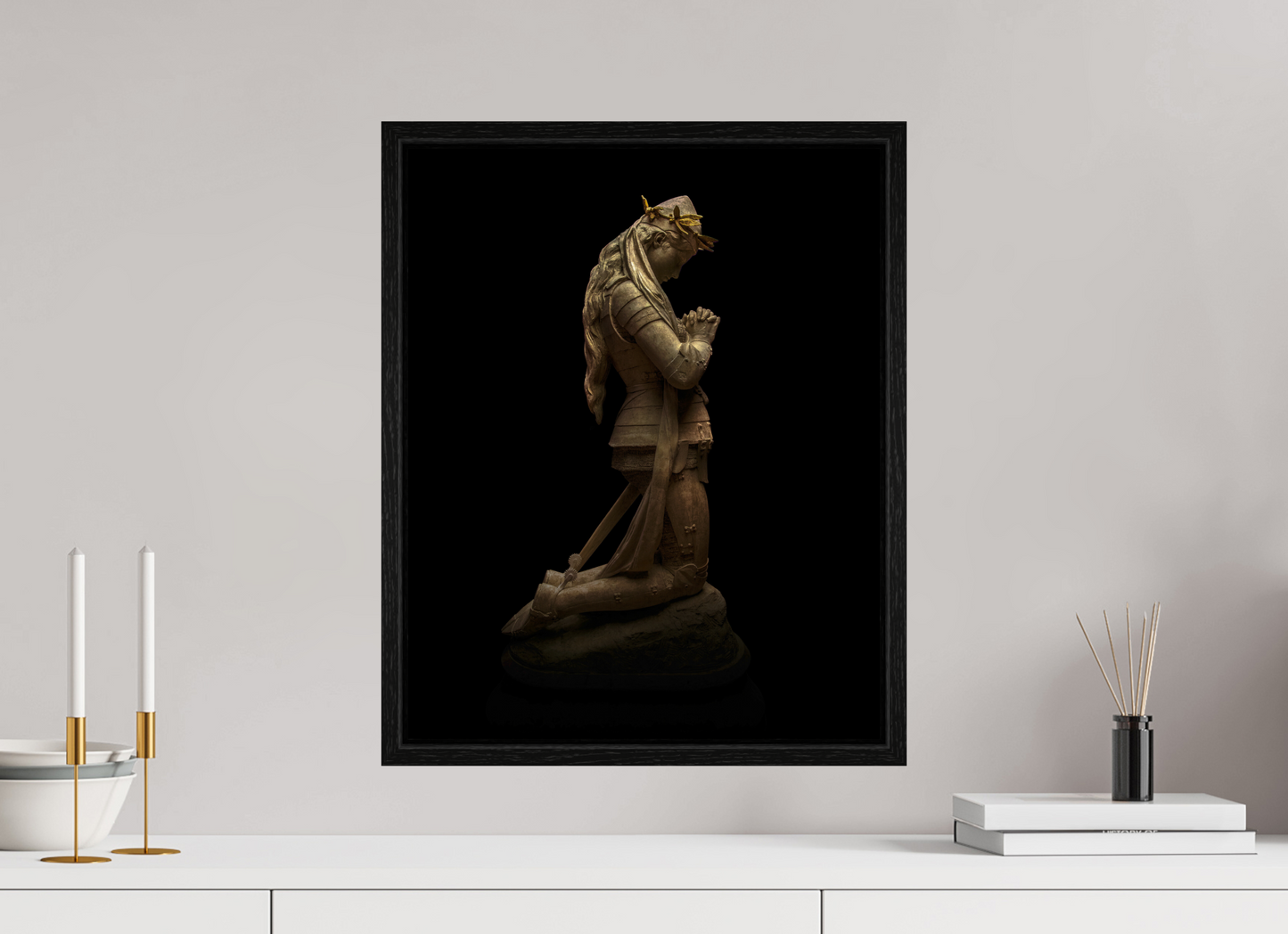 16 x 20″, Floater Frame Joan of Arc Statue
