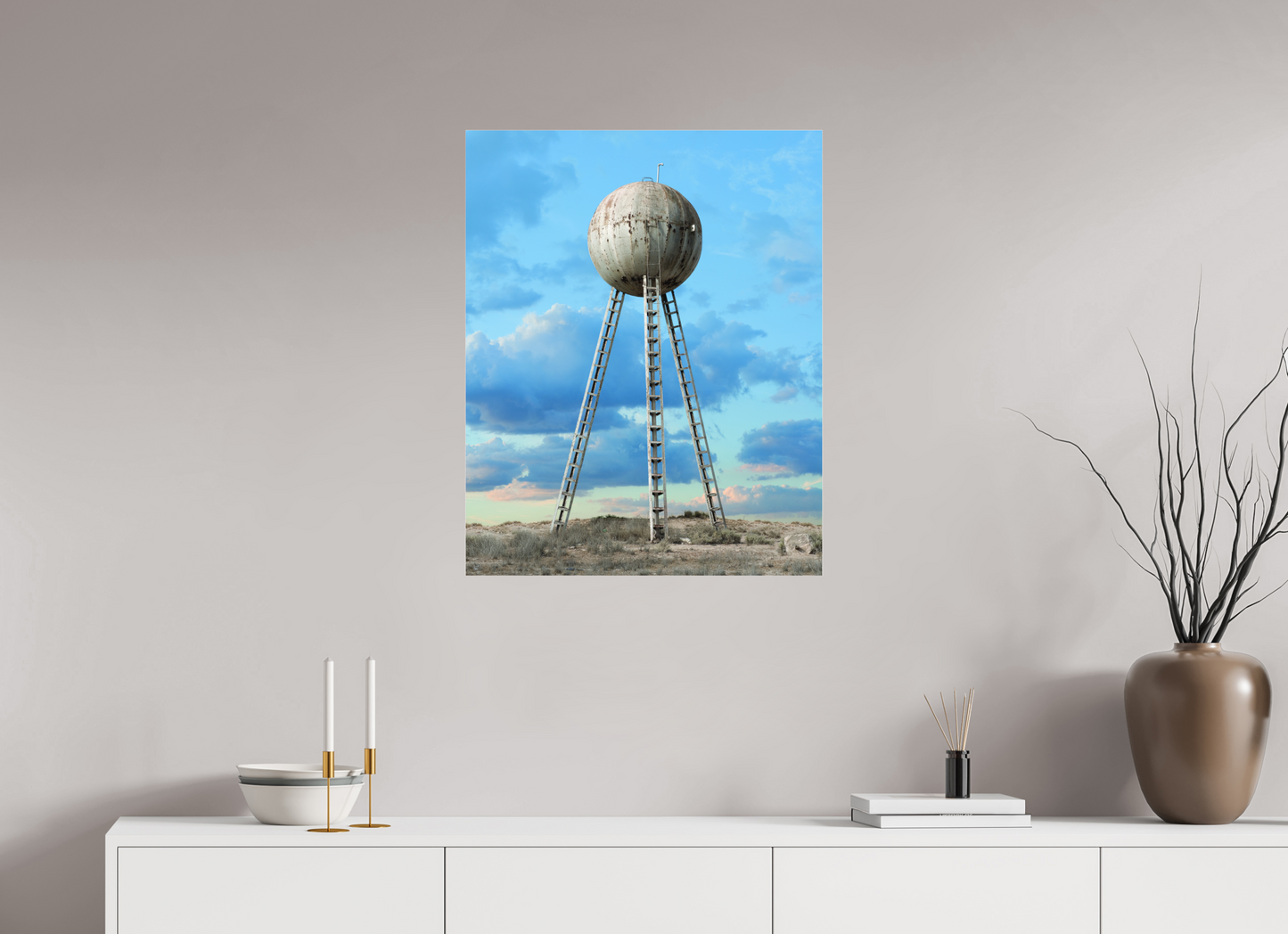 24 x 30″, Frameless Acrylic Glass Spherical Water Tower - Mexico