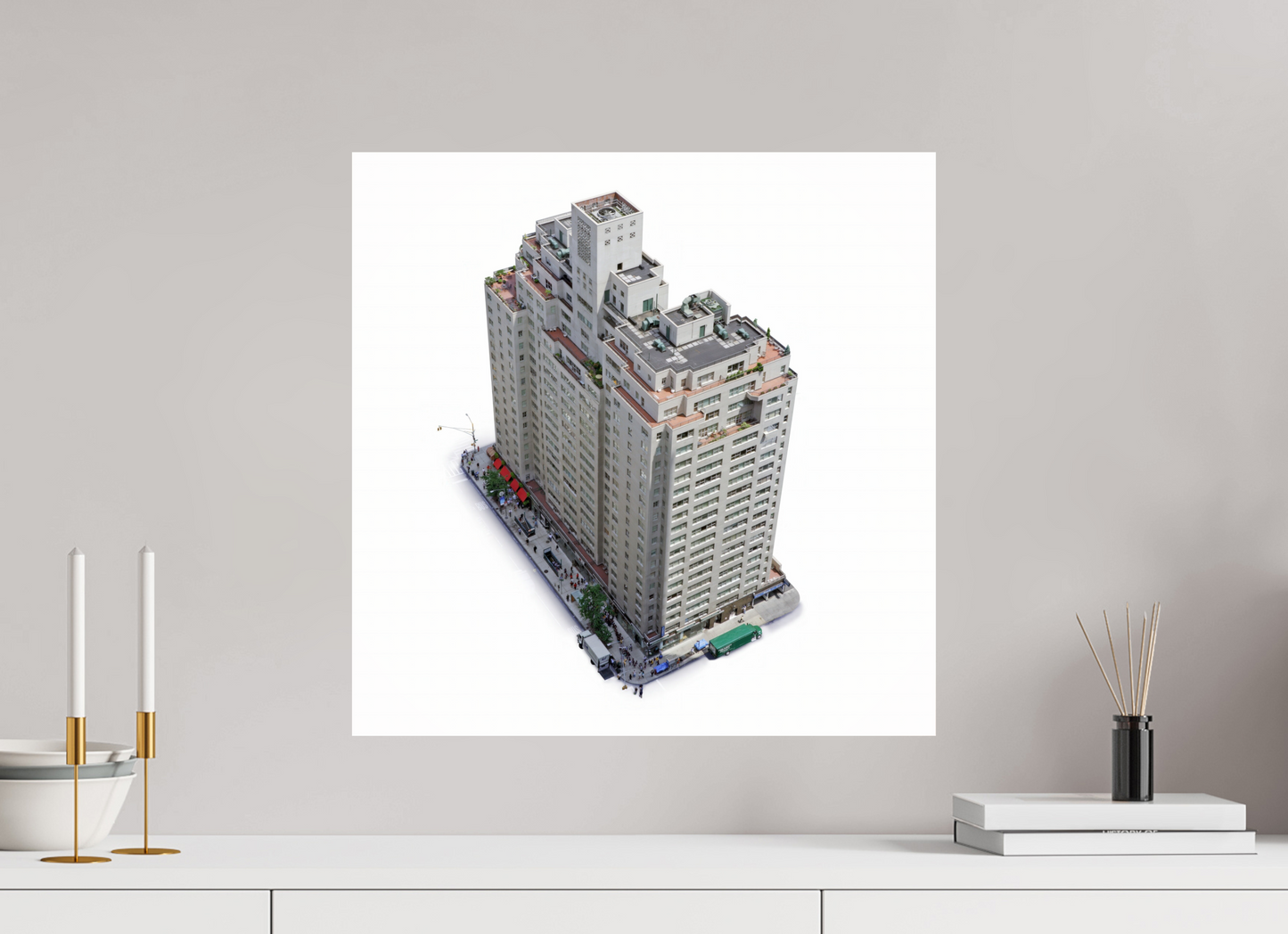 20 x 20″, Frameless Acrylic Glass New York City Apartment  Building