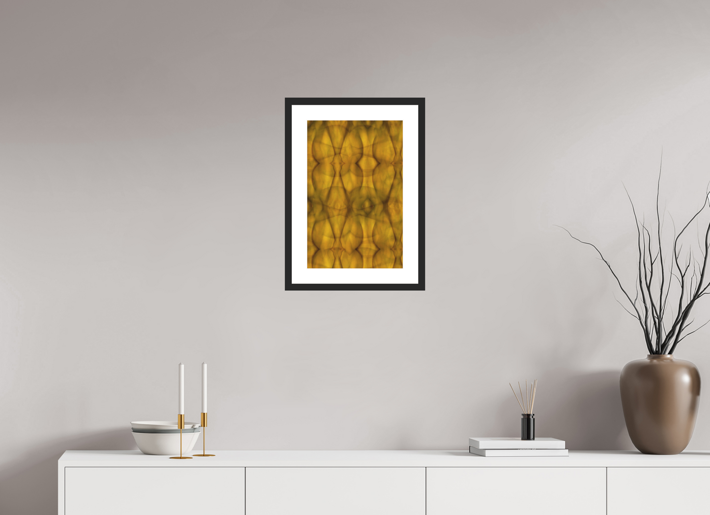 12 x 18.4″, Solid 0.8" Black Wood Frame With 2" Natural White Passe-Partout with Museum Glass Abstract No. 73