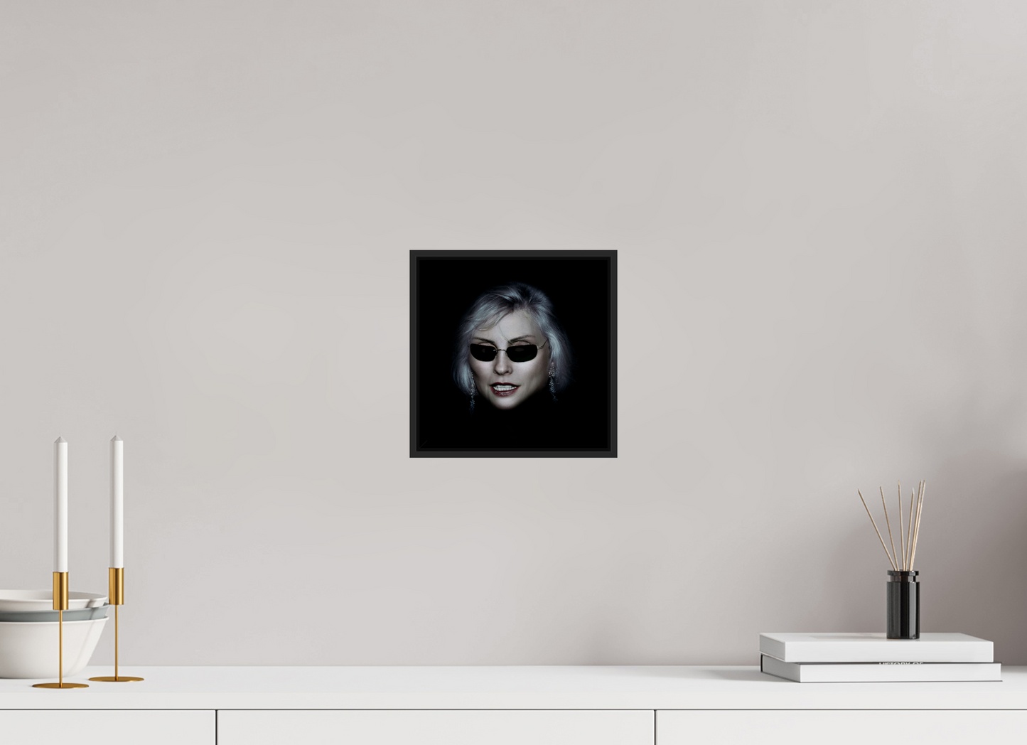 8 x 8″, Black Matte Frame, No Border Debbie Harry Wearing Glasses