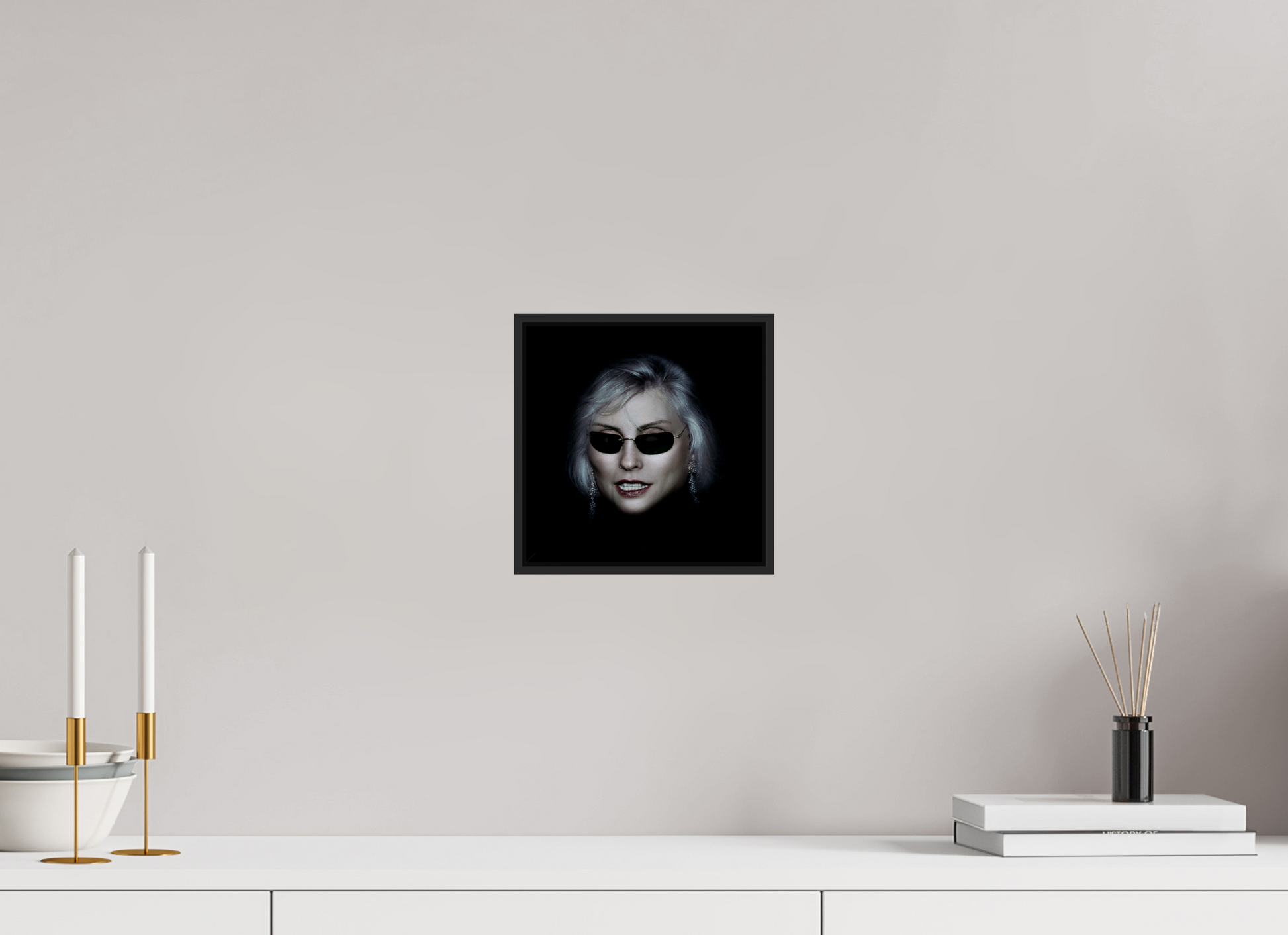 8 x 8″, Black Matte Frame, No Border Debbie Harry Wearing Glasses