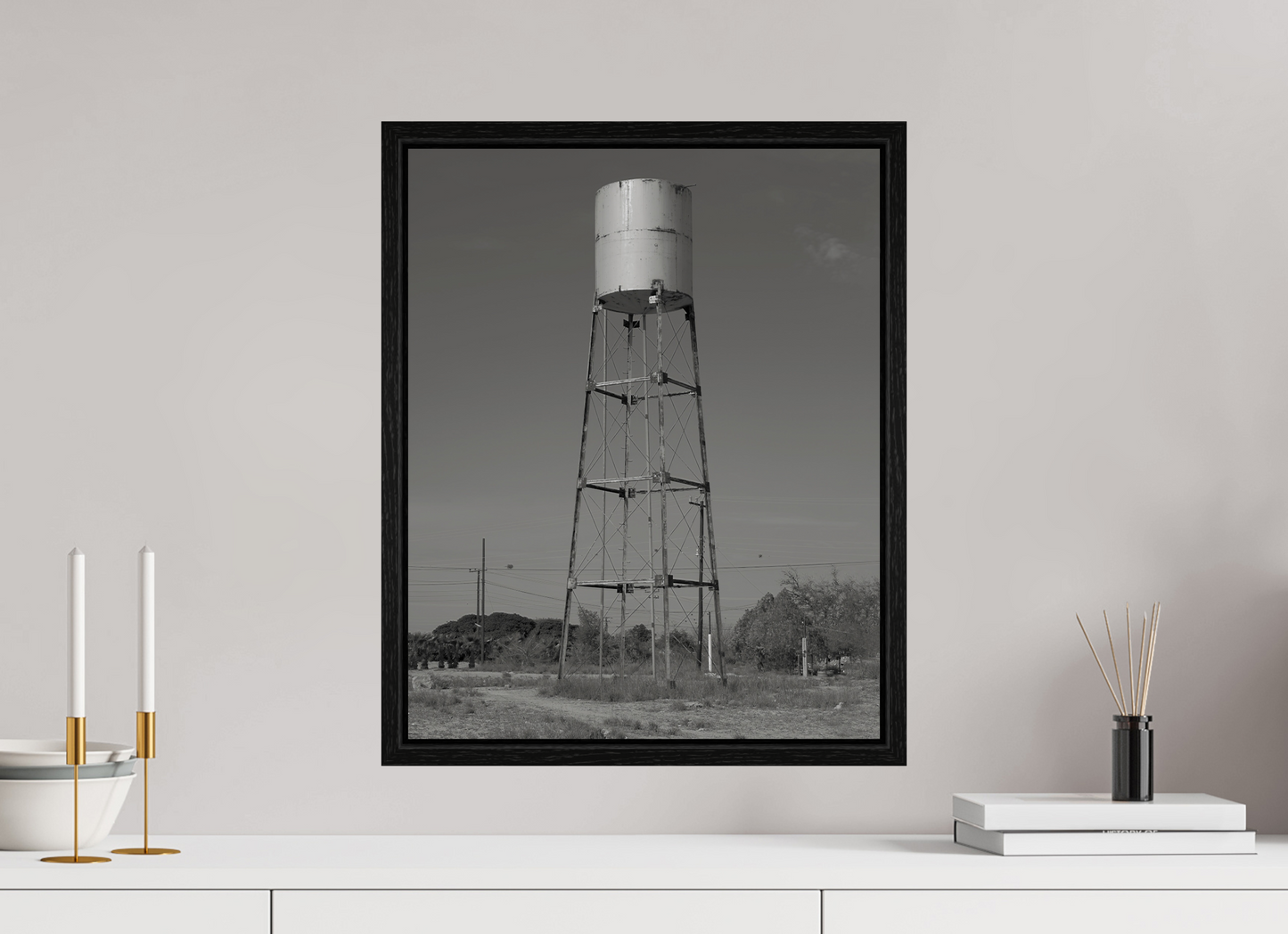 16 x 20″, Floater Frame Cylinder Water Tower