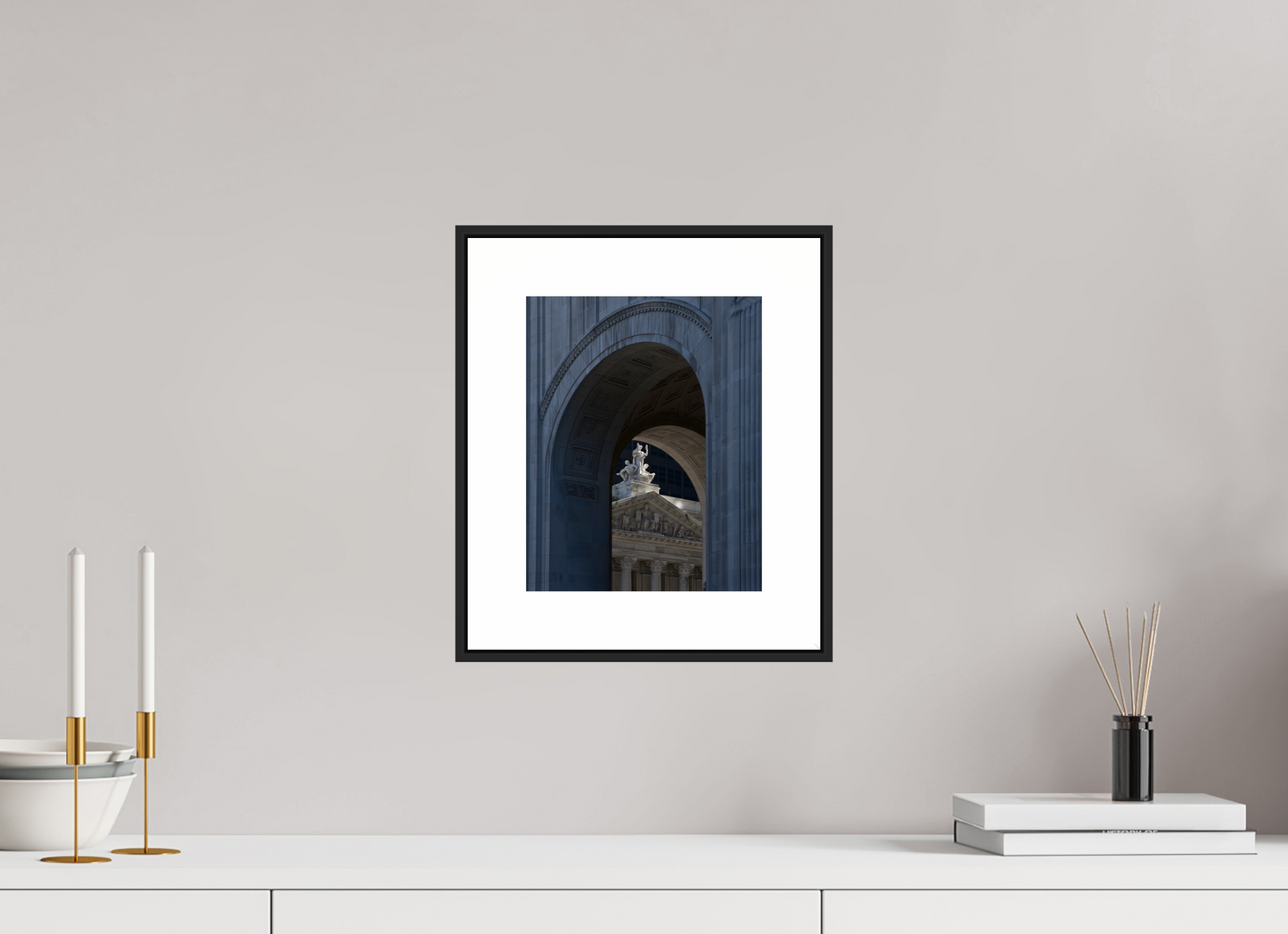 8 x 10″, Black Matte Frame Arches with Sculptures