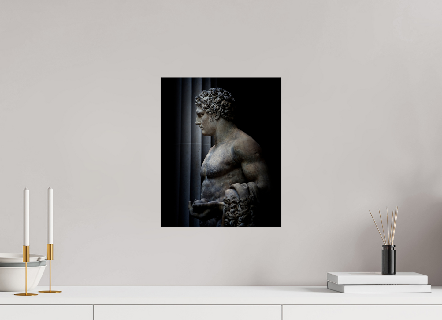 12 x 15″, Frameless Acrylic Glass Hercules Statue