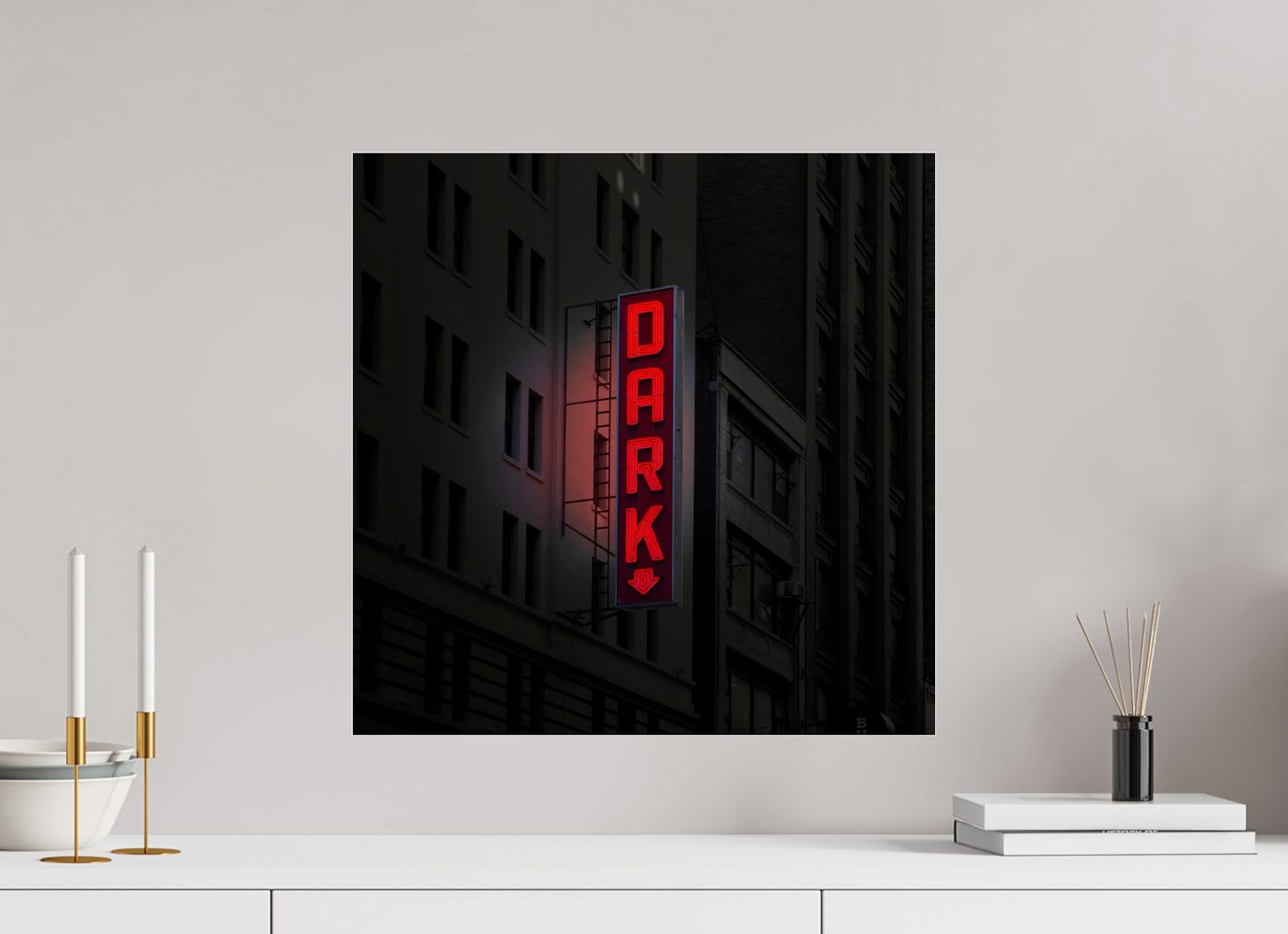 20 x 20″, Frameless Acrylic Glass Dark Neon