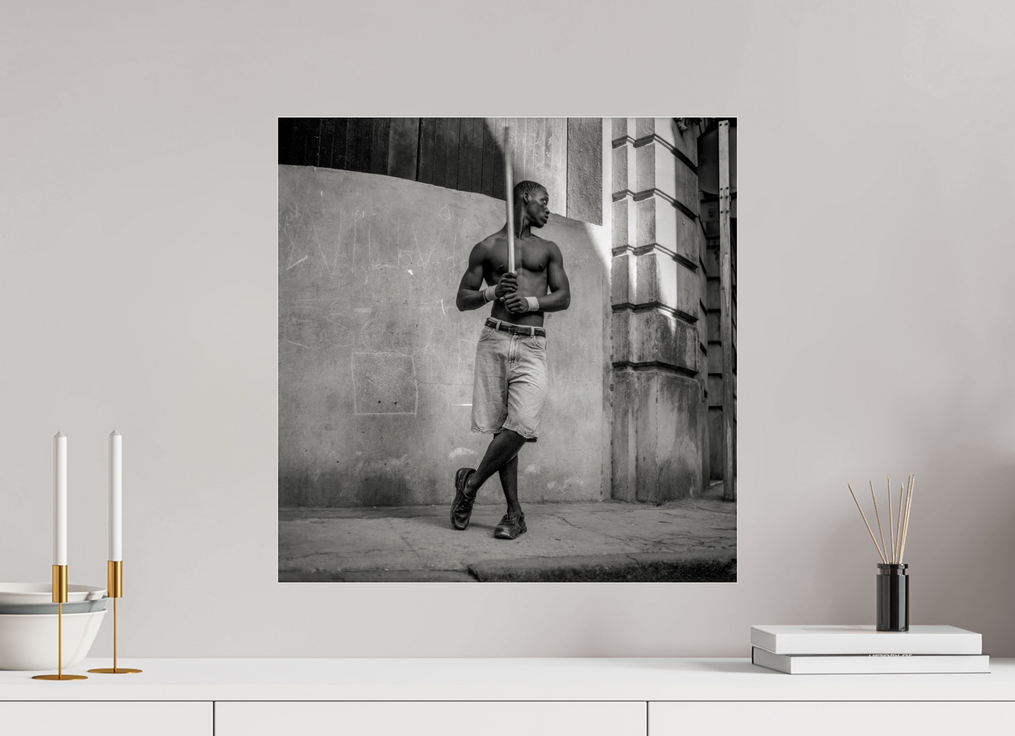 20 x 20.3″, Frameless Acrylic Glass Cuban Boy Playing Stickball