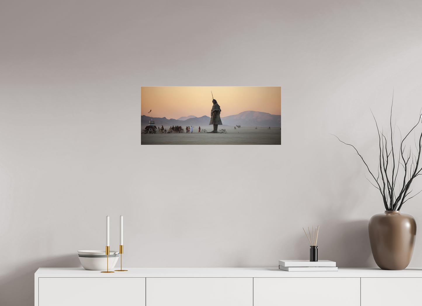 28.8 x 12″, Frameless Acrylic Glass Burning Man - The Samurai with Admirer