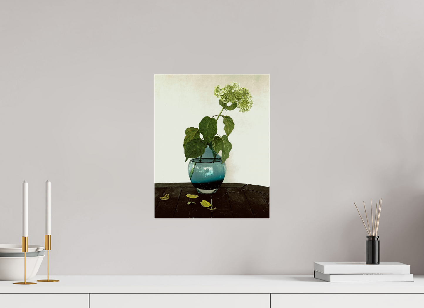 12 x 15″, Frameless Acrylic Glass Flower in Vase on Table
