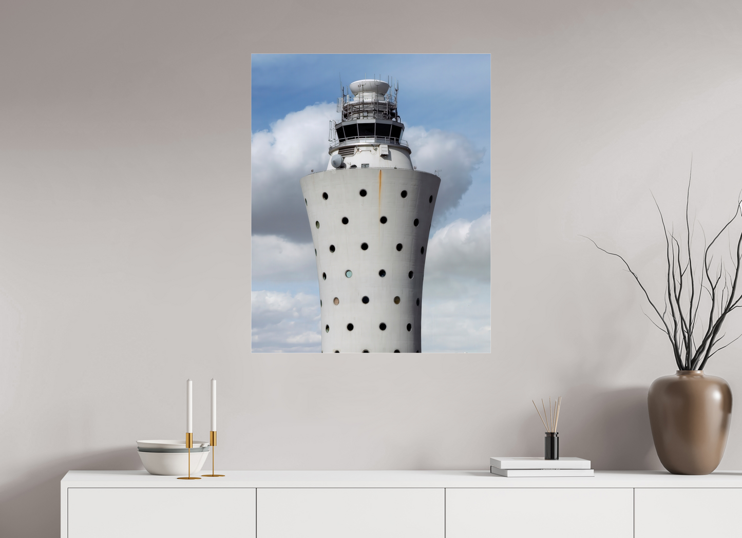 28 x 35″, Frameless Acrylic Glass Air Traffic Tower