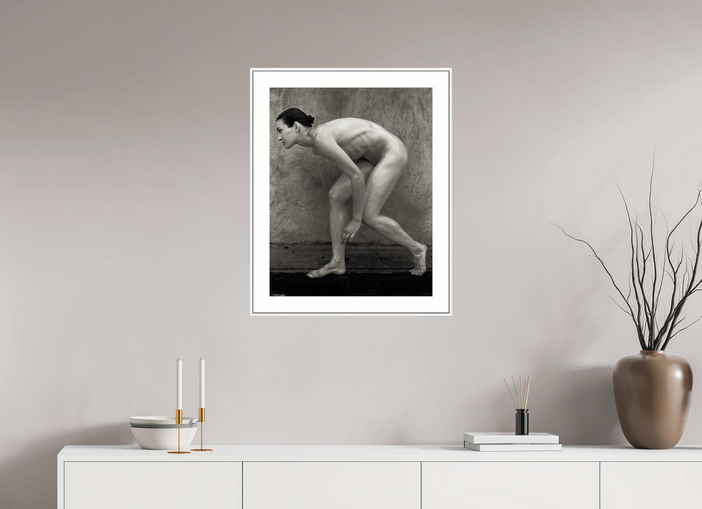 20 x 25.6″, White Matte Frame Steinway Tower Under Construction