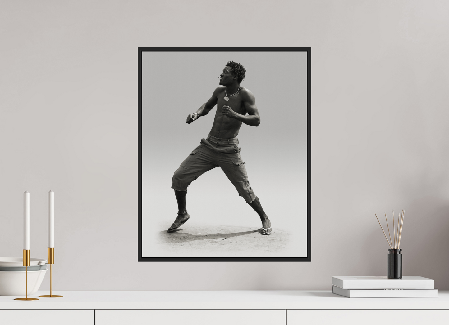 16 x 20″, Black Matte Frame, No Border Angolan Man Dancing